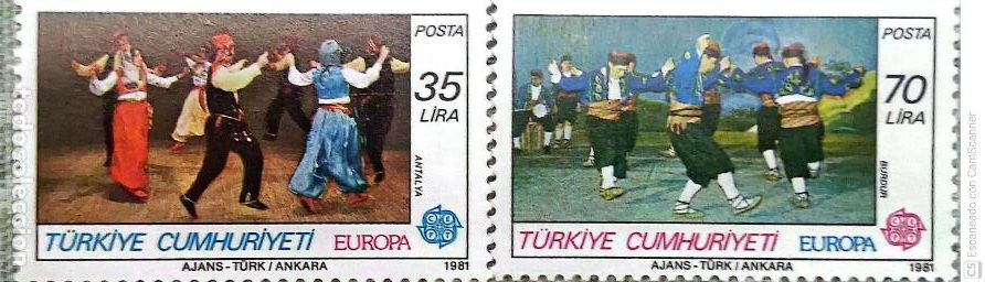 Sellos: Turqu&iacute;a. 2318/19 Europa-Cept: Folklore. 1981. Sellos nuevos y numeraci&oacute;n Yvert.