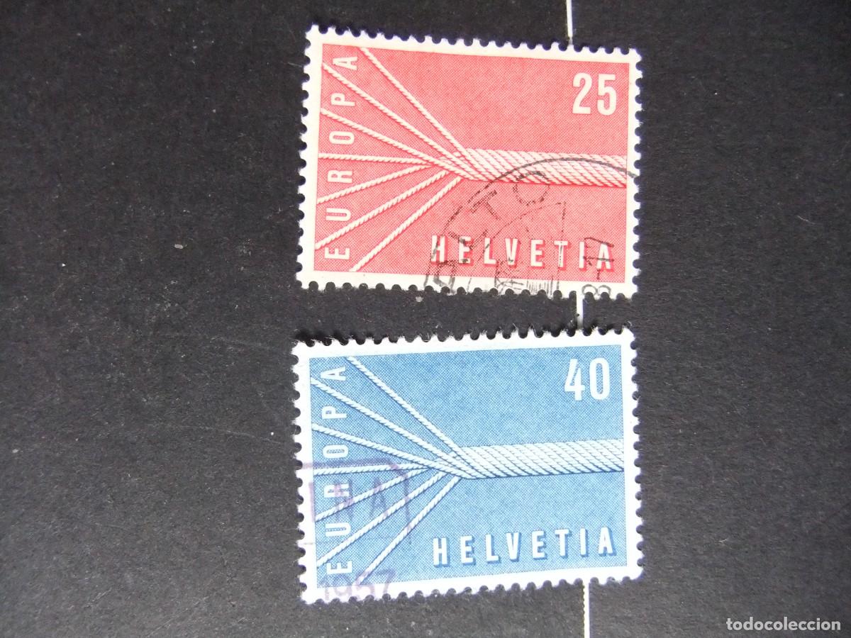 Sellos: L 114 SUIZA HELVETIA 1957 / EUROPA CEPT / YVERT 595 / 596 FU