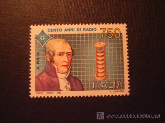 Selos: ITALIA, N&ordm; YVERT 1937*** A&Ntilde;O 1992. CENTENARIO INVENCION DE LA RADIO. RETRATO DE A.VOLTA