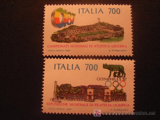 Selos: ITALIA, N&ordm; YVERT 1751/2*** A&Ntilde;O 1987. CAMPEONATO DEL MUNDO DE ATLETISMO Y EXP.FILATELICA OLYMPHILEX
