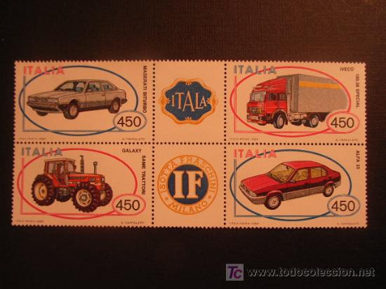Selos: ITALIA, N&ordm; YVERT 1604/7*** A&Ntilde;O 1984. FABRICACION AUTOMOVILISTICA  ITALIANA (I)