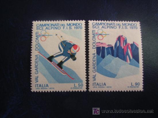 Sellos: ITALIA, N&ordm; YVERT 1041/2*** A&Ntilde;O 1970.  CAMPEONATO DEL MUNDO DE ESQUI ALPINO