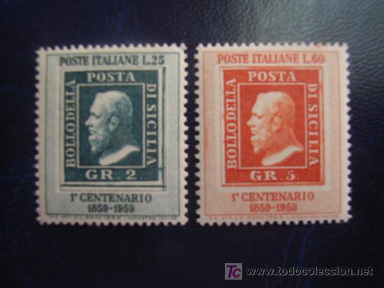 Selos: ITALIA, N&ordm; YVERT 778/9*** A&Ntilde;O 1959. CENTENARIO DEL SELLO DE SICILIA