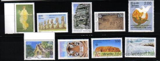 Sellos: UNESCO SELLOS SERVICIO OFICIAL MAS UNO DE SRI LANKA EDUCACI&Oacute;N CULTURA POMPEYA PASCUA CAMBOYA ARGELIA