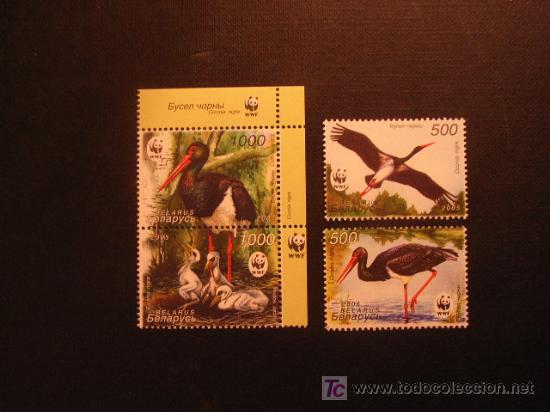 Timbres: BIELORRUSIA N&ordm; YVERT 531/4 *** A&Ntilde;O 2003. FAUNA. CIGUE&Ntilde;A NEGRA