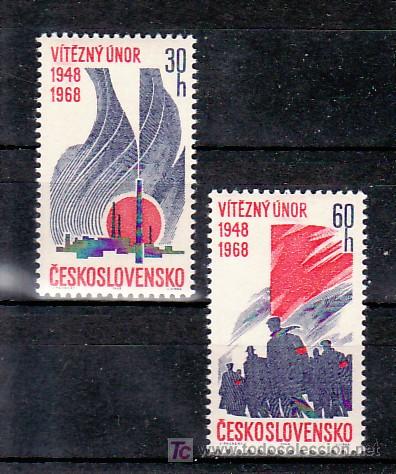 Sellos: CHECOSLOVAQUIA 1620/1 SIN CHARNELA, 20&ordm; ANIVERSARIO DE FEBRERO 1948,