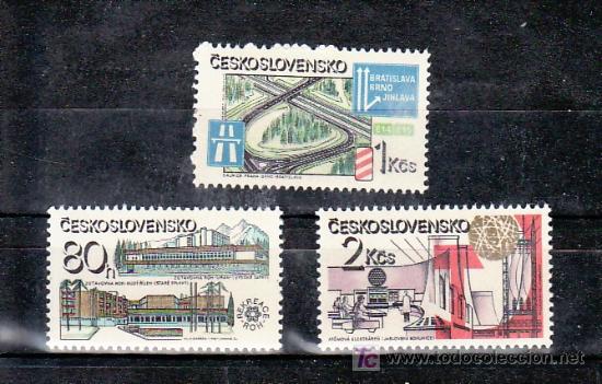 Briefmarken: CHECOSLOVAQUIA 2442/4 SIN CHARNELA, CONSTRUCCIONES AUTOPISTA PRAGA-BRNO-BRATISLAVA, ESTACION NUCLEAR