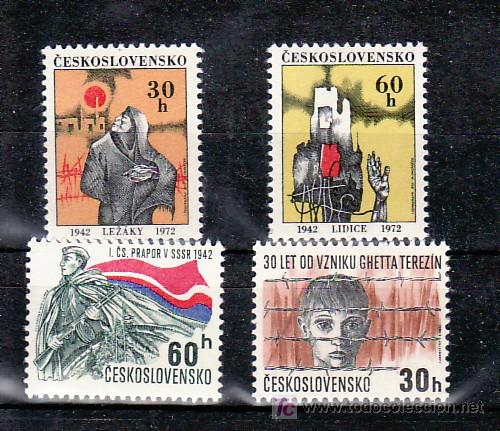 Briefmarken: CHECOSLOVAQUIA 1898/901 SIN CHARNELA, 30&ordm; ANIVERSARIOS TEREZIN, LEZAKY, LIDICE, ARMADA,