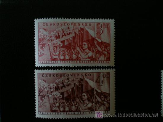 Stamps: Checoslovaquia 1952 Ivert 636/7 ** Conmemoraci&oacute;n del 1&ordm; de Mayo