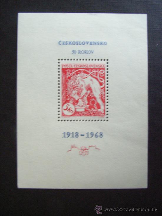 Sellos: CHECOSLOVAQUIA N&ordm; YVERT HB 36*** A&Ntilde;O 1968.  50 ANIVERSARIO DE LA NACION