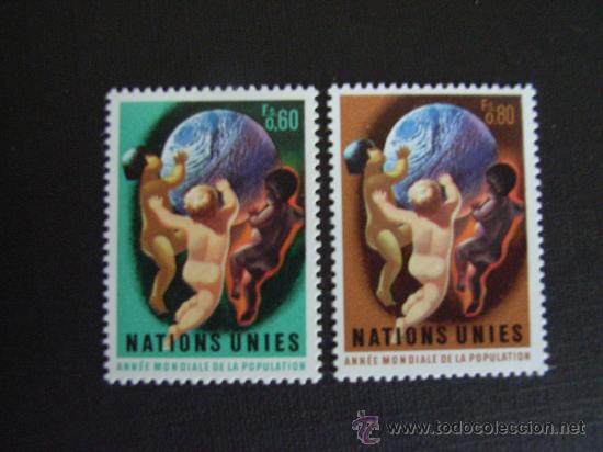 Sellos: NACIONES UNIDAS GINEBRA N&ordm; YVERT 43/4*** A&Ntilde;O 1974. A&Ntilde;O MUNDIAL DE LA POBLACION.NI&Ntilde;OS DEL MUNDO