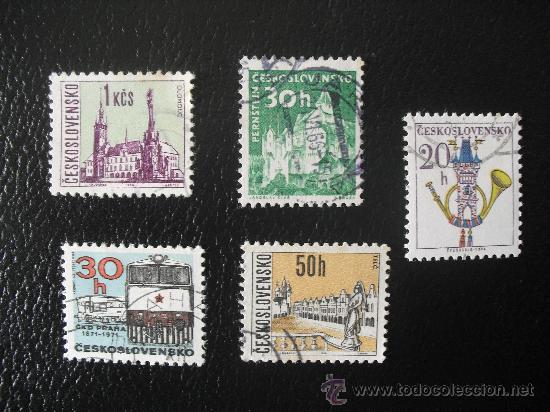 Stamps: 5 sellos usados. de Checoslovaquia.