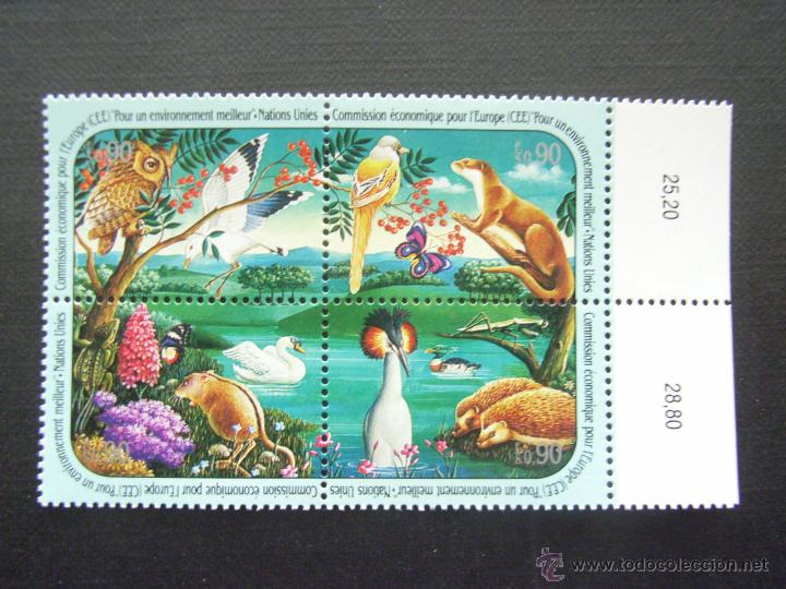 Sellos: NACIONES UNIDAS GINEBRA, N&ordm; YVERT 202/5*** A&Ntilde;O 1991 FAUNA