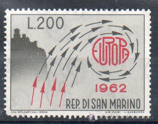 Selos: SAN MARINO A&Ntilde;O 1962 YV 572*** EUROPA