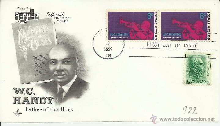 Sellos: ESTADOS UNIDOS USA FDC 1969 MENPHIS MUSICA BLUES TROMPETA W C HANDY