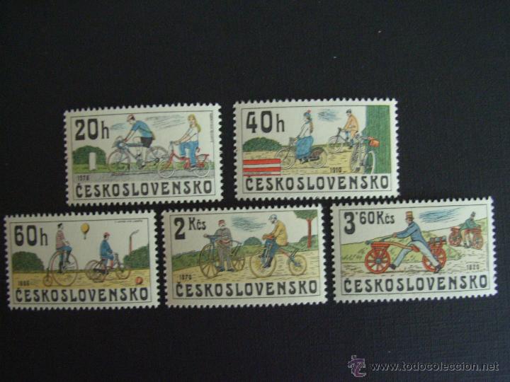 Sellos: CHECOSLOVAQUIA N&ordm; YVERT 2350/4*** A&Ntilde;O 1980. BICICLETAS ANTIGUAS
