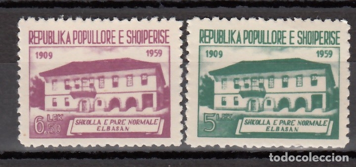 Stamps: ABANIA,1960 YVERT N&ordm; 532 / 533 /**/, 50 aniversario de la primera escuela regular en Elbasan