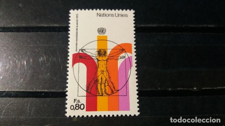 Sellos: Sello Nuevo Naciones Unidas. Oficina Ginebra. Dia Mundial Salud. 7 Abril 1972. Yvert 24.