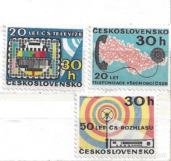 Sellos: 1973-Checoslovaquia . Aniversarios: 50 Radiodifusi&oacute;n, 20 Televisi&oacute;n y 20 de la Red Telef&oacute;nical