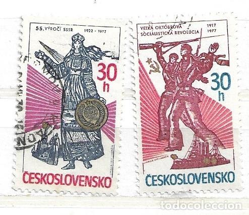 Briefmarken: 1977-Checoslovaquia.60 Aniversario de la URRSS y 55 Aniversario de la Revoluci&oacute;n de Octubre