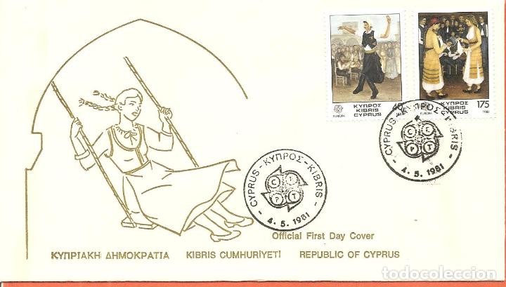 Sellos: SPD -FDC, CHIPRE, TEMA EUROPA, FOLKLORE, 1981 - Foto 1