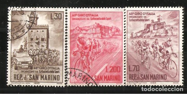 Sellos: SAN MARINO, YVERT 642/4, CICLISMO-GIRO , MATASELLADOS