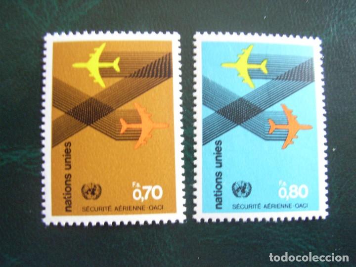 Sellos: NACIONES UNIDAS GINEBRA N&ordm; YVERT 76/7*** A&Ntilde;O 1978. SEGURIDAD AEREA. OACI