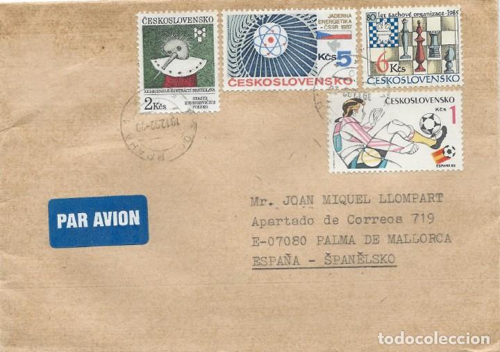 Timbres: 1992. REP. CHECA/CZECH REPUBLIC. SOBRE CIRCULADO. FRANQUEO INTERESANTE. CIENCIAS. AJEDREZ. F&Uacute;TBOL...