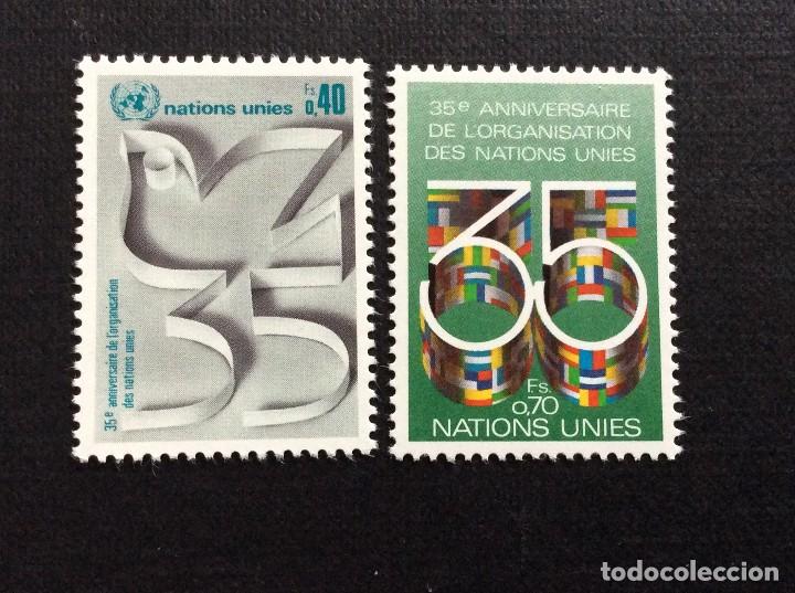Sellos: NACIONES UNIDAS GINEBRA N&ordm; YVERT 92/3*** A&Ntilde;O 1980. 35 ANIVERSARIO DE LA ONU