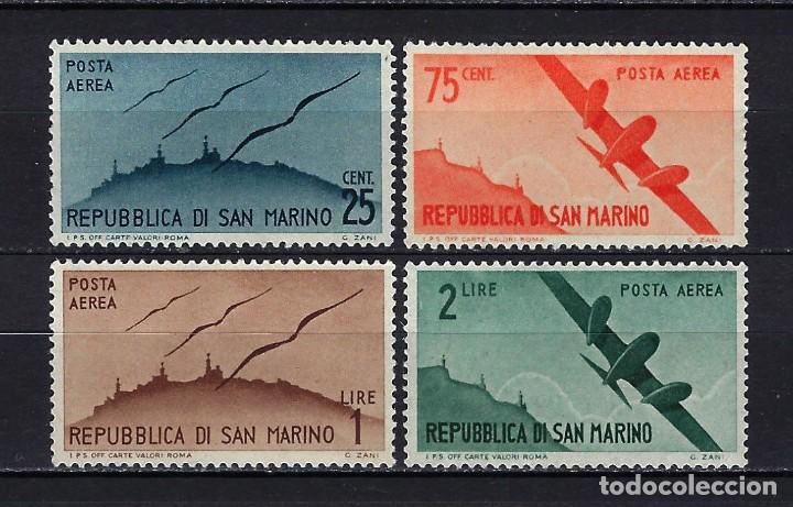 Sellos: 1946 San Marino Yvert correo a&eacute;reo 42/45 Aviaci&oacute;n aviones MNH** Nuevos sin fijasellos