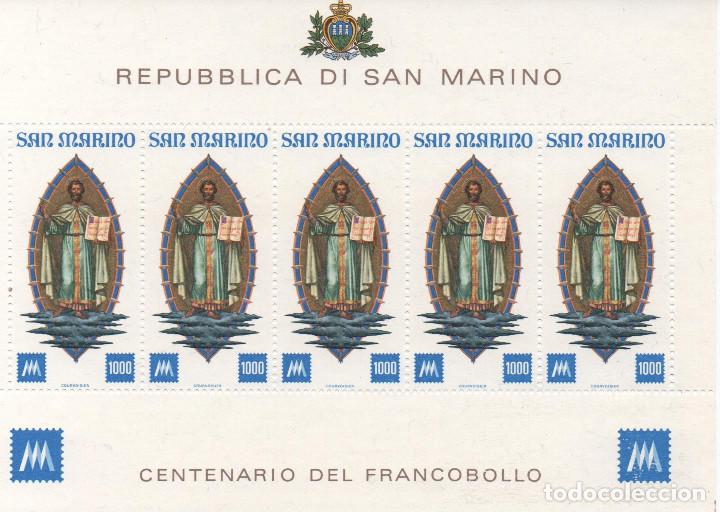 Sellos: Minipliego nuevo de San Marino de 1977. Centenario del sello de San Marino