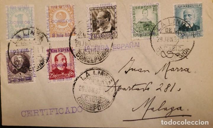 Stamps: O) 1937 ESPA&Ntilde;A, SELLOS ESPECIALES DE ENTREGA SOBRE IMPRESOS VIVA ESPA&Ntilde;A EN AZUL, LA LINEA DE CONCEPC