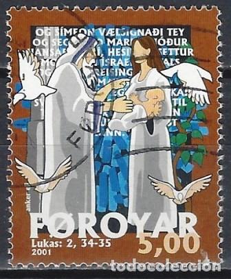 Sellos: ISLAS FEROE 2001 - NAVIDAD - USADO - Foto 1