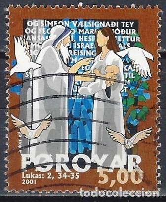 Sellos: ISLAS FEROE 2001 - NAVIDAD - USADO - Foto 1