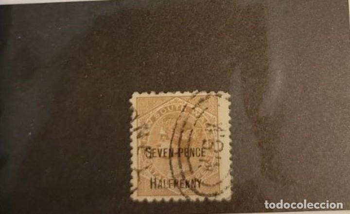 Sellos: O) 1891 NEW SOUTH WALES, QUEEN VICTORIA SCT 93 7 1 / 2P ON 6P marr&oacute;n, XF