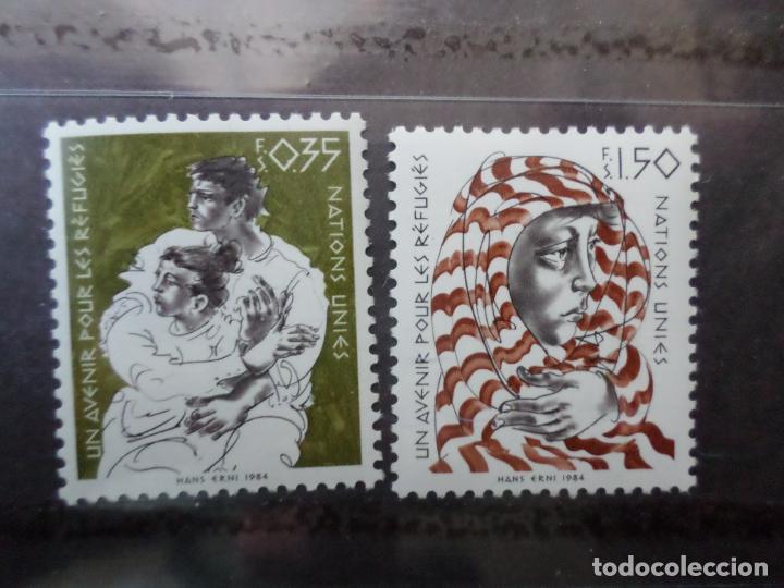 Sellos: .naciones unidas, ginebra, 1984, un futuro para los refugiados, Yvert 124/5