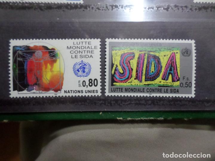 Sellos: .naciones unidas, ginebra, 1990, lucha contra el sida, Yvert 188/9