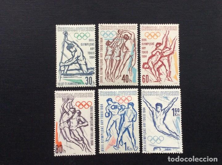 Selos: CHECOSLOVAQUIA N&ordm; YVERT 1300/5** A&Ntilde;O 1963. JUEGOS OLIMPICOS DE TOKYO. CON CHARNELA