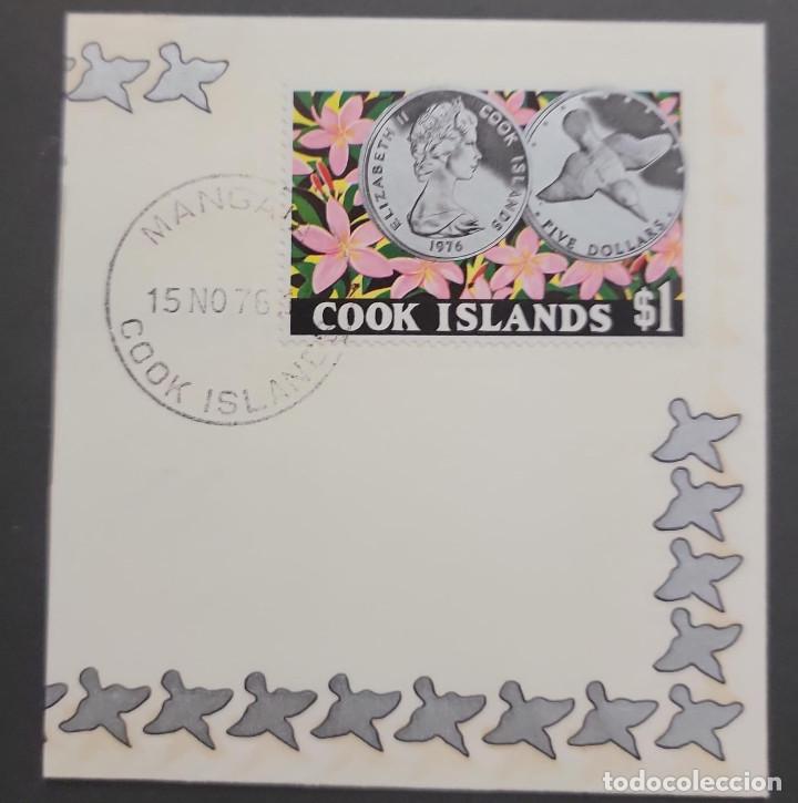 Briefmarken: SO) 1976 COOK ISLANDS, QUEEN ELIZABETH, COIN