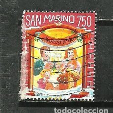Sellos: SAN MARINO 1996 - YVERT NRO. 1487 - USADO - DORSO AMARILLO DEL SOBRE - RESTOS DE PAPEL. Lote 345352103