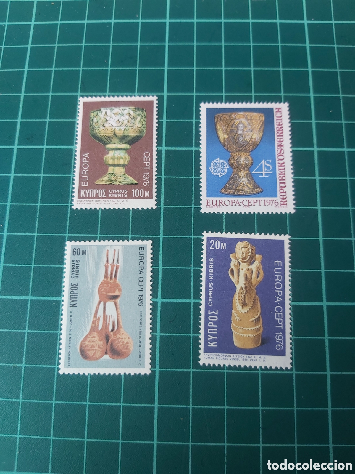 Francobolli: 1976 Chipre europa yvert 429/31 antiguedades artesan&iacute;a loza