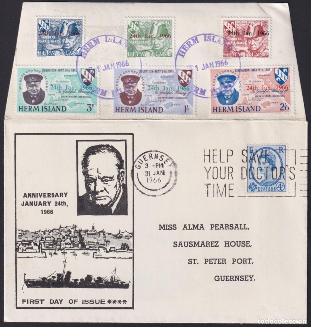 Sellos: F-EX39626 GUERNSEY ENGLAND UNITED KINGDOM UK 1966 CHURCHILL FIRST ANNIV.