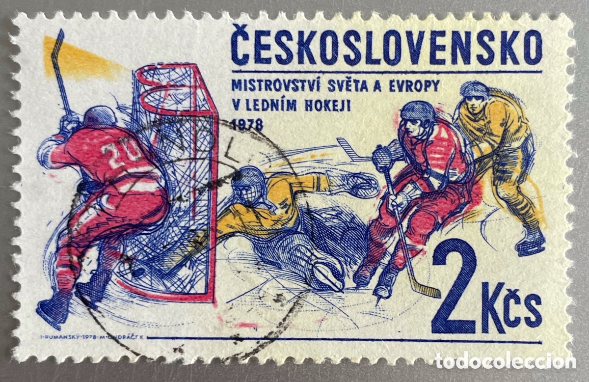 Sellos: Checoslovaquia. Deportes. Hockey hielo. Campeonato Praga. 1978