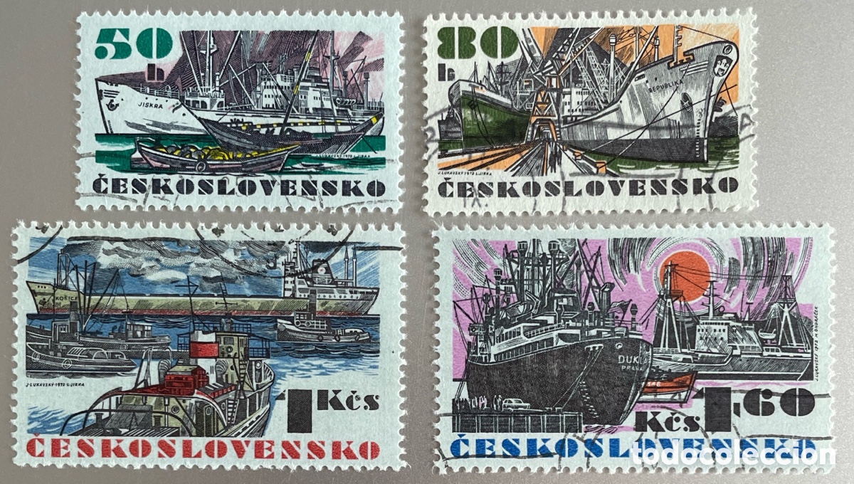 Sellos: Checoslovaquia. Nav&iacute;os comerciales. 1972 - Foto 1