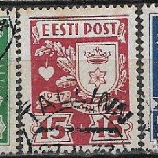 Sellos: ESTONIA, 1938 ESCUDOS DE CIUDADES, YVERT Nº 150 A 152 (O)