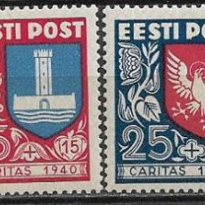 Sellos: ESTONIA, 1940 ESCUDOS DE DISTRITOS, YVERT Nº 171 A 174 * * / * COMPLETA