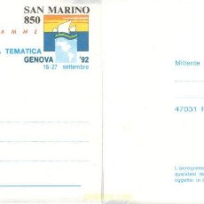Sellos: 718358 MNH SAN MARINO 1992 EXPOSICION MUNDIAL DE FILATELIA TEMATICA - GENOVA-92