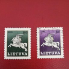 Sellos: LITUANIA 1991, CABALLERO, YT 423/4