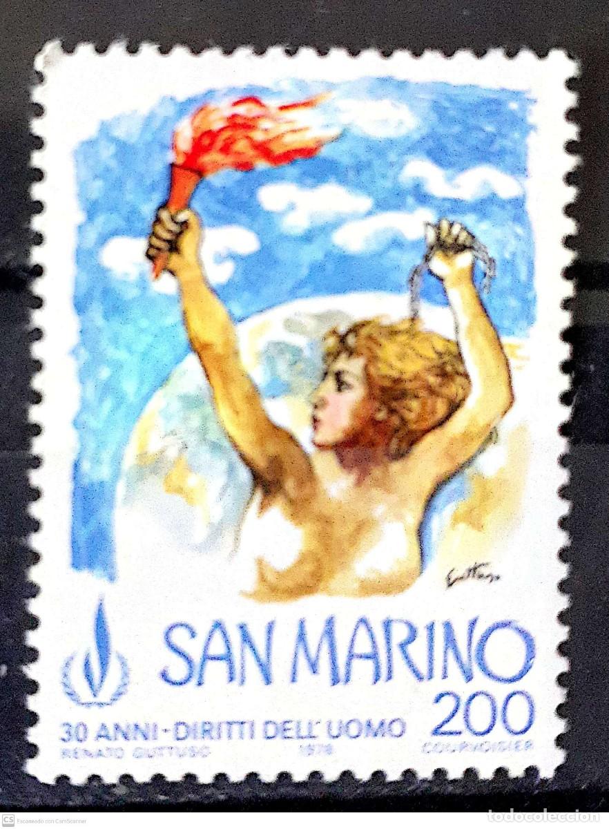Sellos: SAN MARINO n&ordm; 967** 30 aniversario de la declaraci&oacute;n de los Derechos Humanos. Serie completa