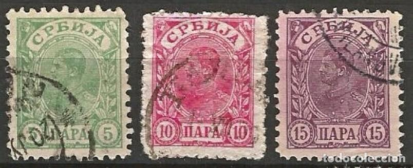 Briefmarken: SERBIA - 1894 - REY ALEXANDER I - LOTE DE 3 SELLOS USADOS